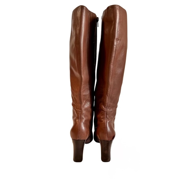 Nine West Tall Brown Leather Boot with 3" Stacked Heel, Size 8 - Picture 5 of 10